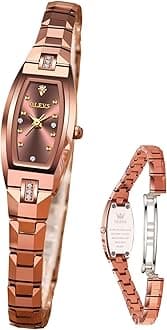OLEVSOLEVS Watch for Women Ladies Slim Thin Elegant Analog Quartz Diamond Tungsten Steel Square Shape Small Face Waterproof Wrist Watch Gold