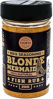 Blonde Mermaid BBQ Fish Rub - 100% Natural BBQ Seasoning - Flavourful And Balanced Blend Of Spices For Amazing Fish BBQ, Smoke Dishes - Large Jar (210g)