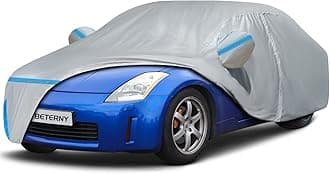 Car Cover for 2003-2009 Nissan 350Z, Waterproof Custom-fit All Weather Sun Rain UV Snow Dust Protection Windproof Outdoor 350Z Full Car Cover with Door Zipper & Cotton Lining-Gray