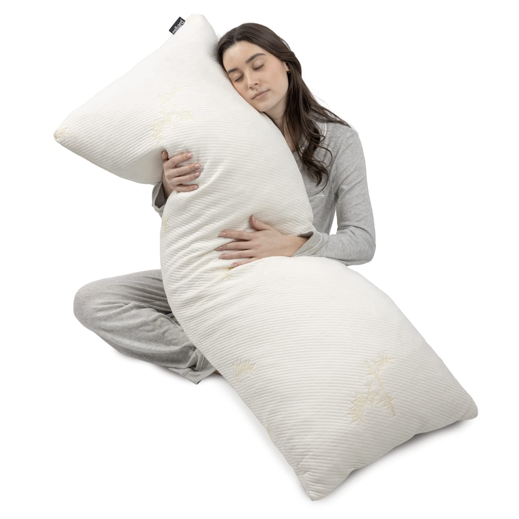 Milliard Pregnancy Full Body Pillow, Long Side Sleeper Maternity Pillow for Support - Shredded Memory Foam Filling with Soft Removable Bamboo Cover