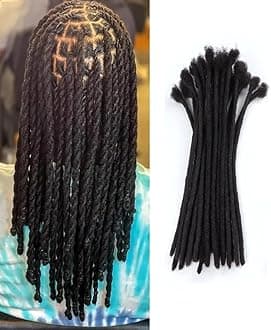 0.6cm Width 12 Inch 100 Strands 100% Human Hair Loc Extensions, Full Handmade Dreadlock Extensions for Men Women Kids Can Be Dyed and Bleached with Needle and Comb Unprocessed Natural Black