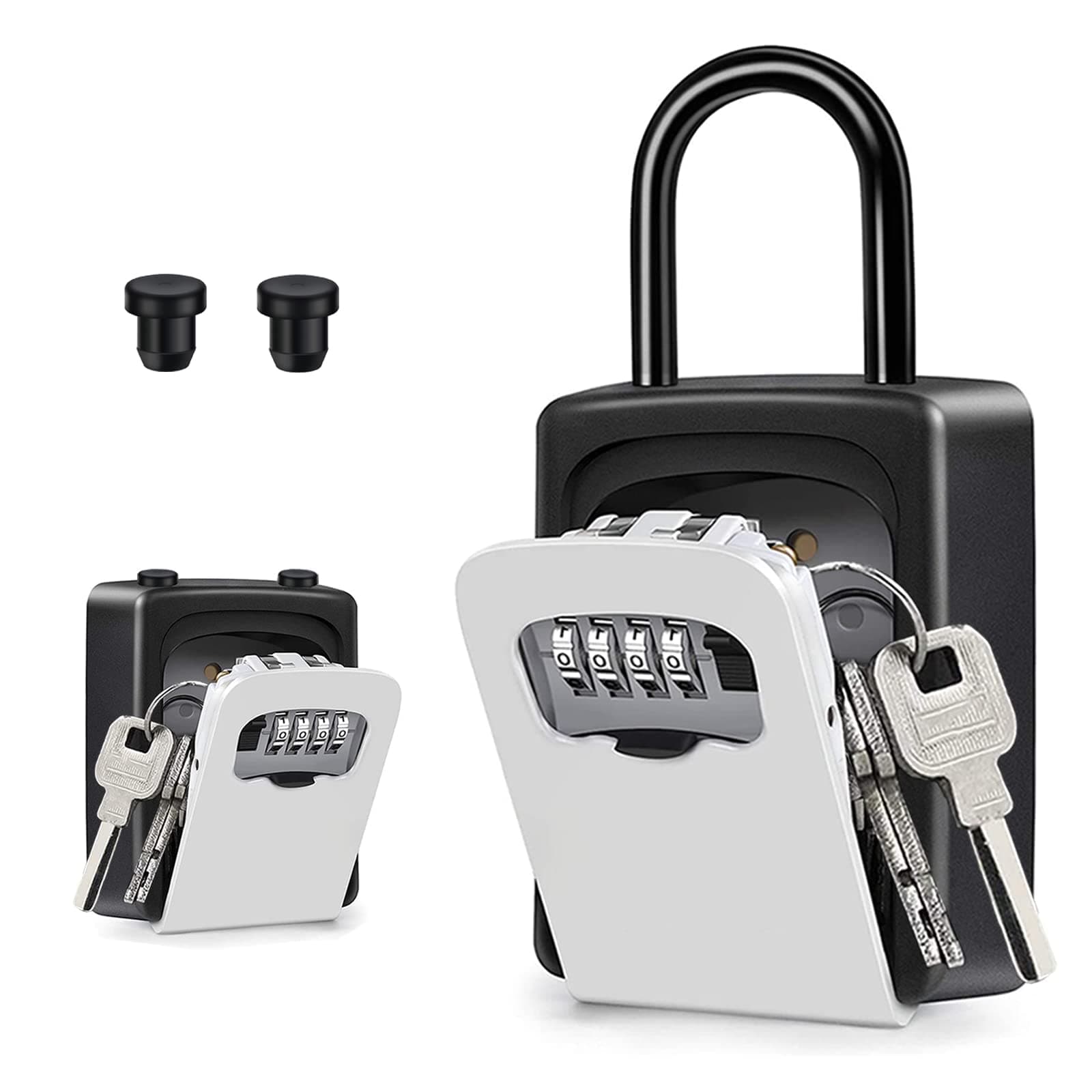 ZHEGE Key Lock Box, 4 Digit Combination Key Storage Lock Box with Resettable Code, Portable Key Safe Box for Door Knob, Realtors, Contractors (Gray)