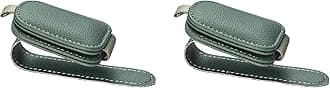Yuoyar Sunglass Holder for Car, Magnetic Leather Sunglasses Holder and Ticket Card Clip, Car Visor Accessories, 2 Packs (Green)
