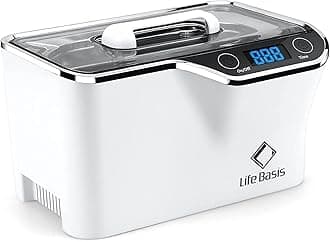 LifeBasis Ultrasonic Cleaning Machine, 20.3 fl oz (600 ml), Strong Vibrator, Improved Specifications, 42,000 Hz, Glasses Cleaning Machine, 5 Stage Timer, Ultrasonic Cleaner, CDS-100, Tabletop Cleaner,