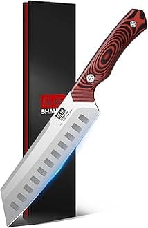 SHAN ZU Sushi Knife, Swedish Steel 14C28N Santoku Chef Knife High-Class Professional Europe Style 7 inch Cooking Meat Vegetable Knives, Ultra Sharp Chef Knives with Upgraded Two-tone G10 Handle