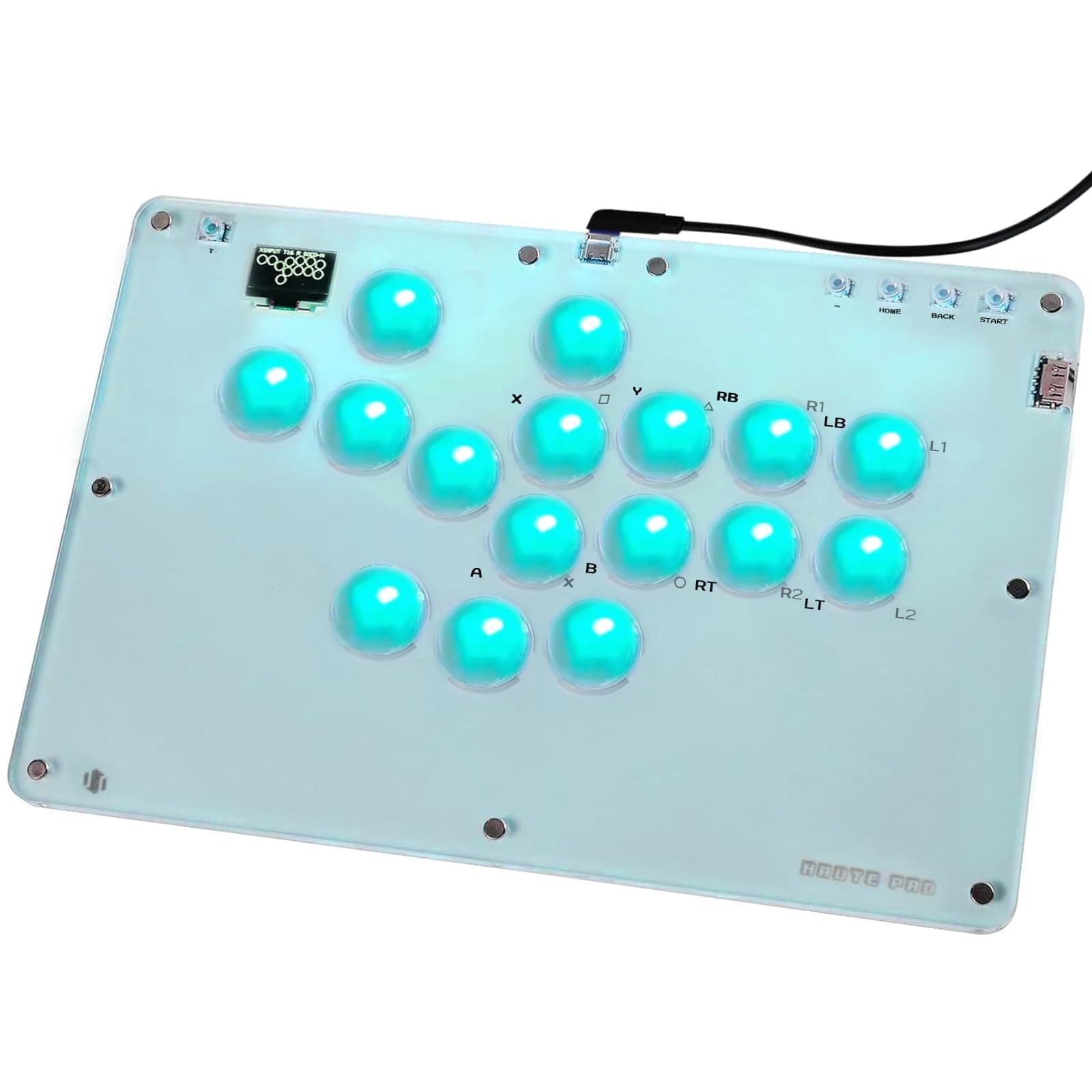 Sehawei Haute42 Arcade Stick T16-Crystal All-Button Arcade Controller 16Keys Compatible with PC/Ps3/Ps4/Switch/Steam,Fight Stick for Fighting Games with Custom RGB & Turbo Functions & Hot Swap