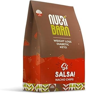 Nutribarn High Protein Low Carb Salsa Nachos 60 Gms | 25% Protein | 1.7g Net Carbs | Lab Tested Low GI 19 | Diabetic Friendly, Weight Management Nacho Chips | 60g (1 Pack)