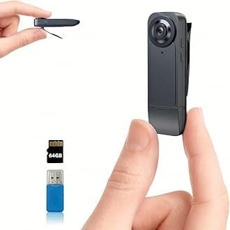 Yeigpzk Mini Body Camera 2024 Upgrade 1080P HD Portable Bodycam with 64GB Card, Night Vision and Motion Detection 6H Auto Overwrite 1000mA for Cycling Home Office Security (64GB)