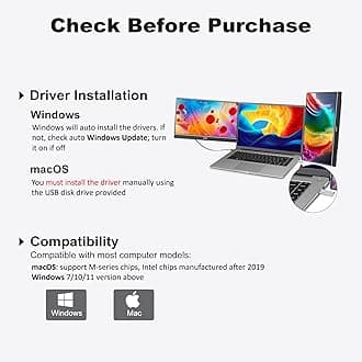 G-STORY Triple Laptop Screen Extender, 14" FHD 1080P Portable Laptop Extended Monitor, One Cable Connect Dual Screen Monitor Compatible with Mac/Windows Fits 13"-17.3" Laptops