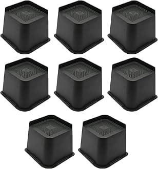 MYMULIKE Bed Risers 4 inch,6 inch, 8 inch, Oversized Furniture Risers, Support Up to 6000 Lbs, Lift 4 inch for Couch, Sofa, Table,Chair (Black 8 Pack, 4 inch)