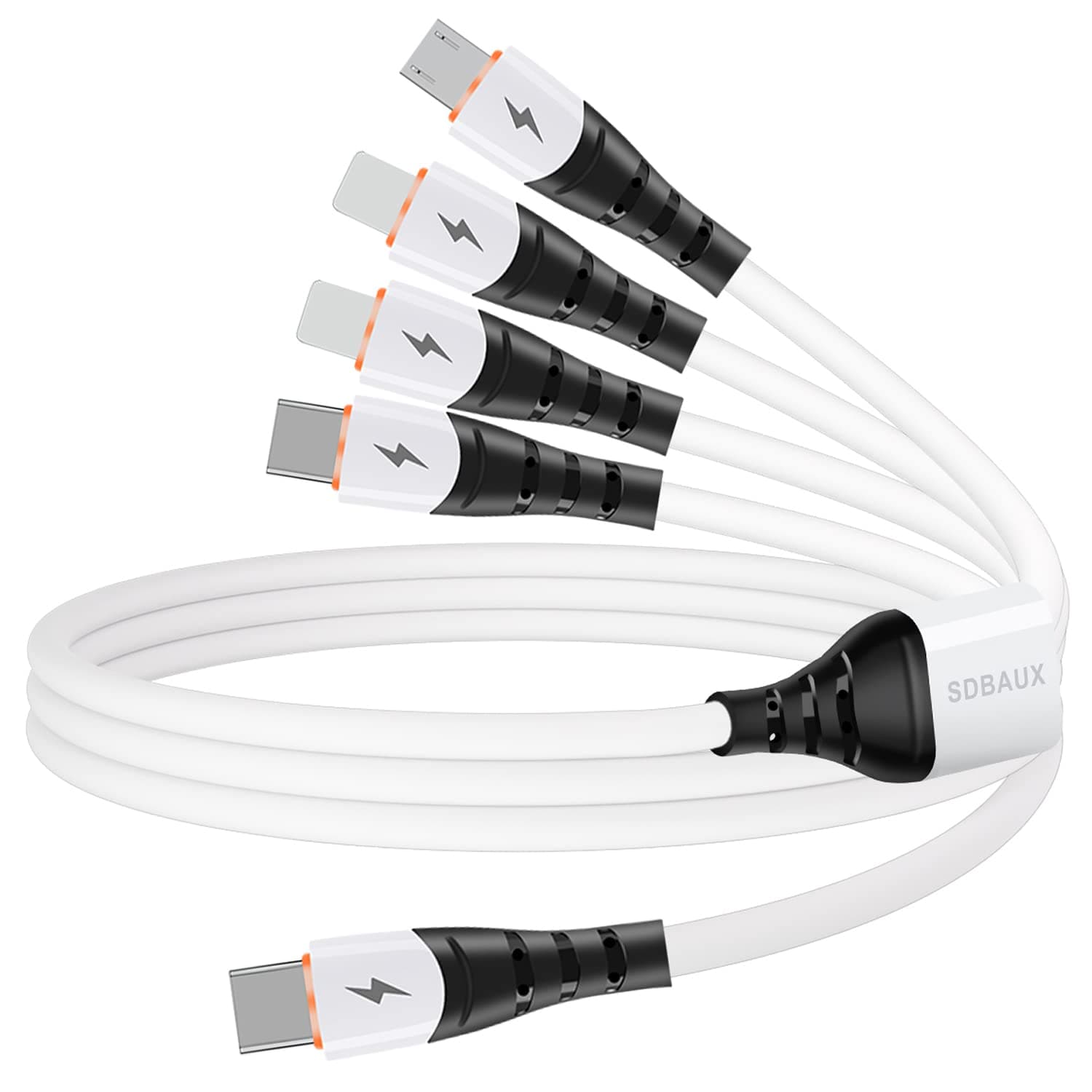 SDBAUX USB C PD Multi Cable 4 in 1 Dual Phone Type C Micro Port Charger Cord,3A Fast Charging Cable Compatible with Most Mobile Phones and Electronic Devices Tablets[4FT/Ivory White]