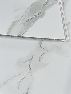 DBS Bathrooms White Marble 8mm PVC Bathroom Wall Panels, Shower Wet Wall, Kitchen Cladding (17 Panels)
