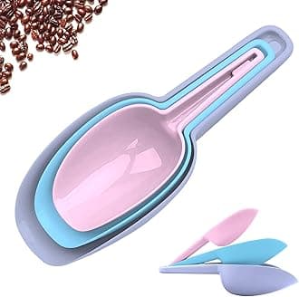 3 in 1Ice Scoop Set, Multi Purpose Plastic Kitchen Scoops Canisters, Ice Scooper for Freezer, Rice, Canisters, Flour, Dry Foods, Candy, Pop Corn, Coffee Beans and Pet Food