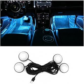 BESULEN Car Interior LED Lights, Automotive Ambient Neon Light Kit with USB Port, Car Accessories, Gifts for Men and Women, 4 in 1 Decoration Lights for Car, Garden, Home, Party（Ice Blue）