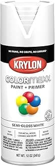 Krylon K05580007 COLORmaxx Spray Paint and Primer for Indoor/Outdoor Use, Semi-Gloss White, 12 Ounce (Pack of 1)