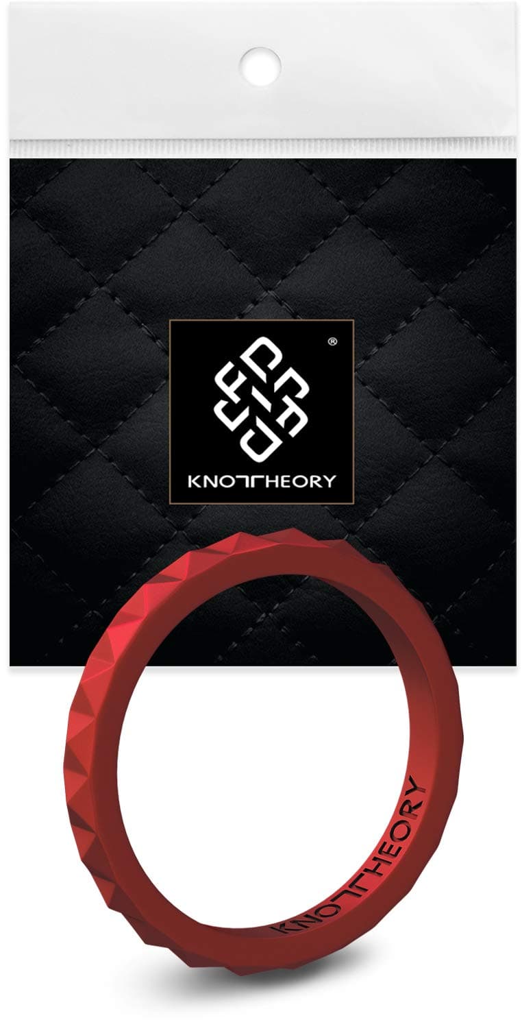 Knot TheoryStackable Silicone Wedding Rings for Women – Thin Pyramid Braided Twist Band Pack Sets in Rose Gold Silver Pink Purple Turquoise White for Her - Wife Gift from Husband