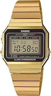 Casio Collection Womens Digital Watch A700WE with Stainless Steel Strap