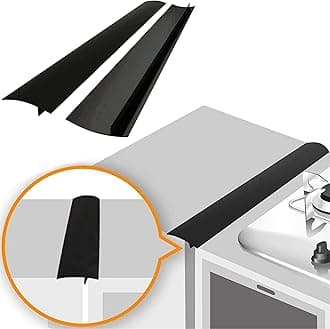 Linda's Essentials Silicone Stove Gap Covers (2 Pack), Heat Resistant Oven Gap Filler Seals Gaps Between Stovetop And Counter, Easy To Clean (21 Inches, Black)"Min 1 year manufacturer warranty"