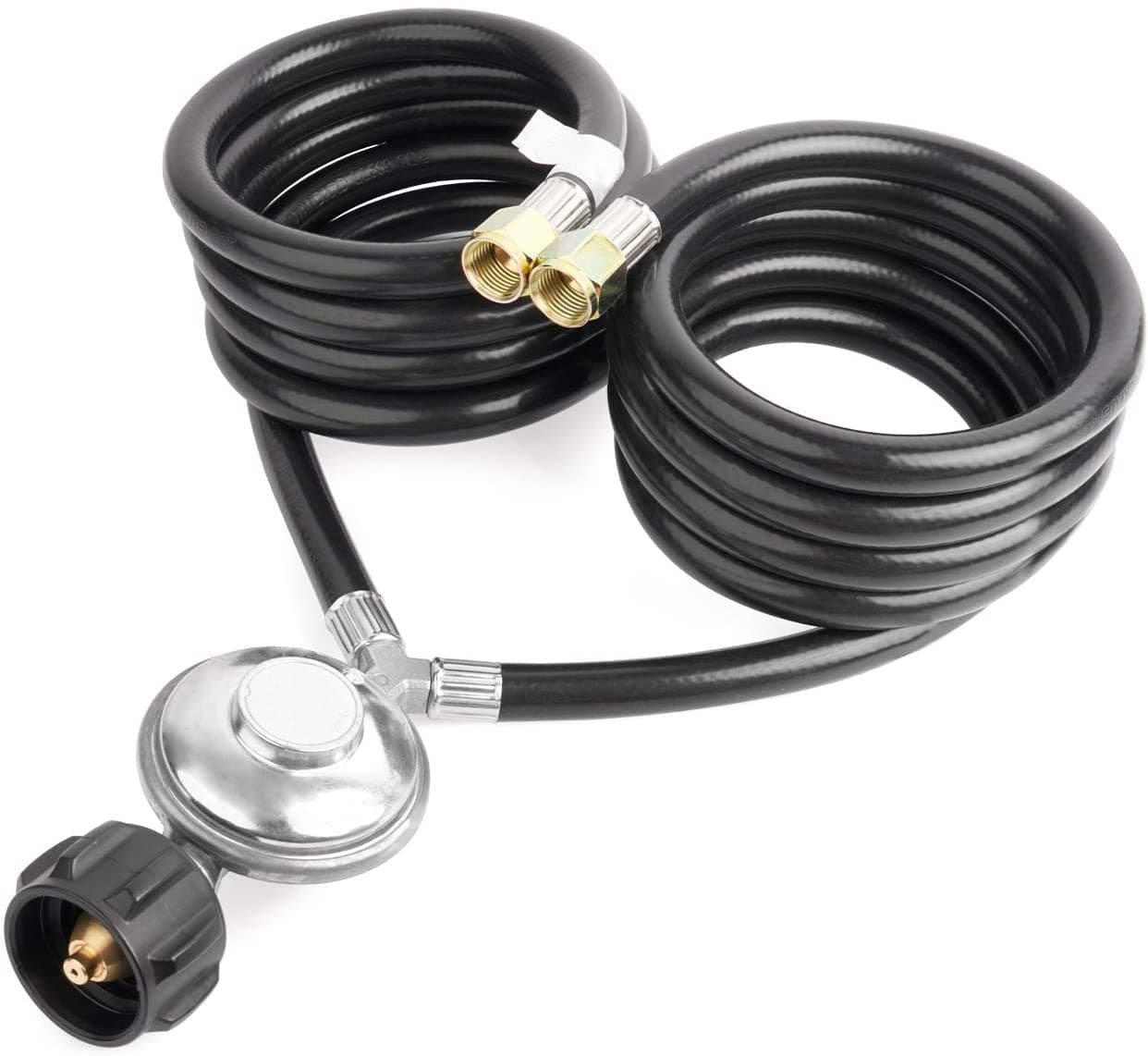 GASPRO 6FT Propane Regulator with Double Hoses Y Splitter for Griddle, Patio Heater, Gas Grill, Side Burners and More