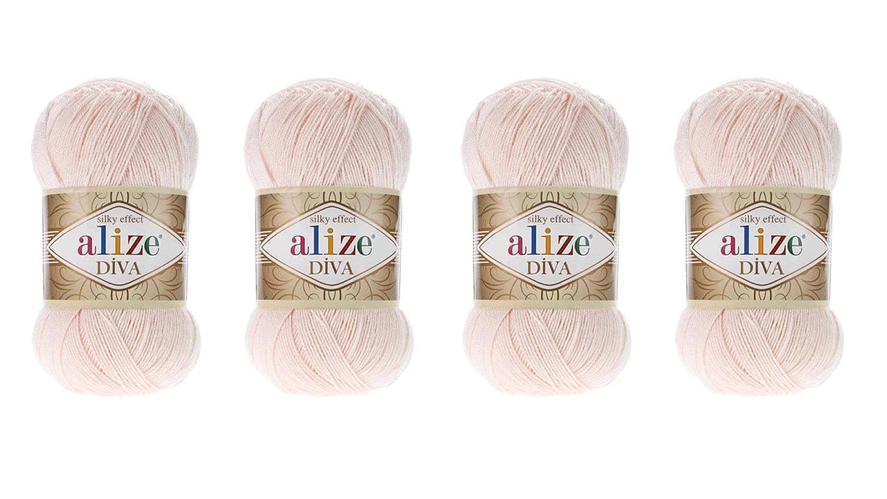 Hand Knitting Yarn 100% Microfiber Acrylic Yarn Alize Diva Silk Effect Thread Crochet Art Lace Craft Lot of 4 skeins 400gr 1532yds (382)