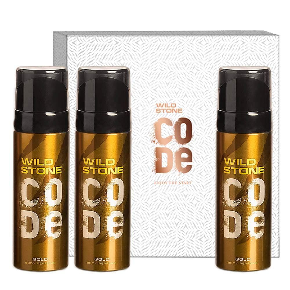 WILD STONE CODEGift Box with Gold Body Perfume, Pack of 3 (120ml Each)