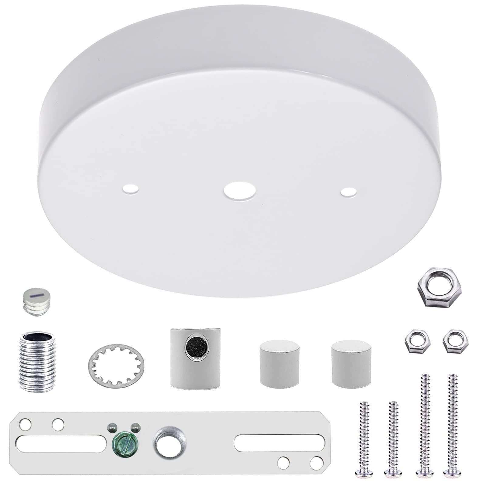 ECUDIS Chandelier Canopy Kit, 5 1/8 Ceiling Lighting Modern Steel Canopy Kit Light Fixture Cover Plate with Hardware for Pendant Lighting Fixtures (White)