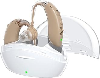 Hearing Aids for Seniors with Noise Reduction & Volume Control - Digital Rechargeable Portable Hearing Amplifiers for Adults with Mild to Moderate Hearing Loss, Includes Cyclic Charging Case