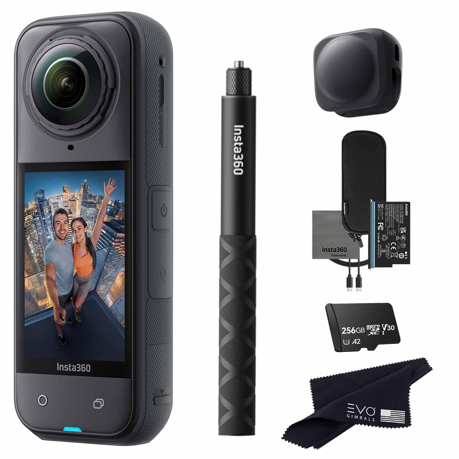 Insta360 X5 Basic Bundle-8K Waterproof 360 Action Camera with 1/1.28" 48MP Sensors, 8K 360 HDR Video, 72MP 360 Photo, 4K Single-Lens |Bundle Includes Selfie Stick, Lens Cap (256GB)