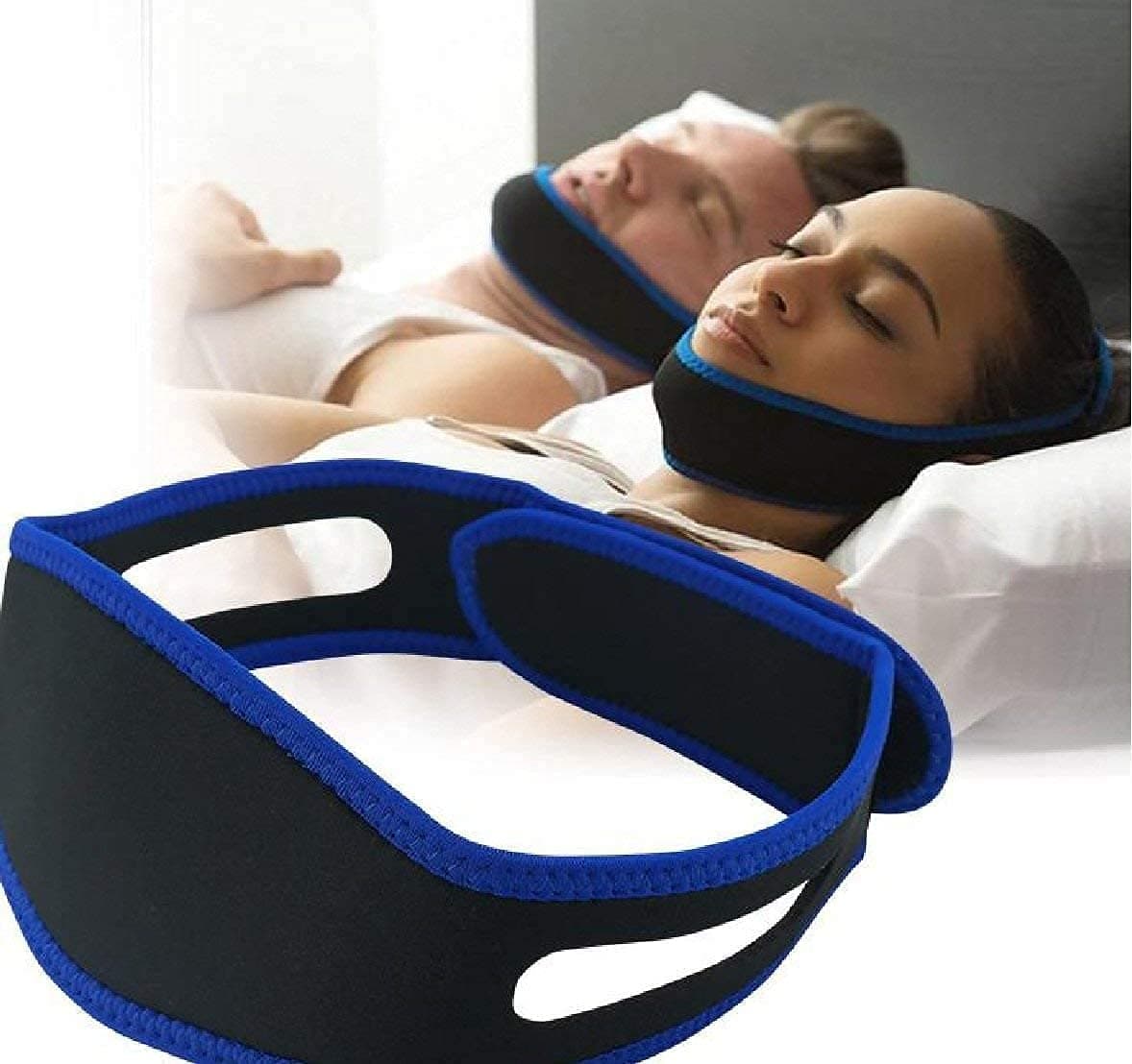 Anti Snoring Chin Strap Stop Snoring Device Adjustable Snore Reduction Belt New Anti-Snoring Belt For Men Women Snoring Solution Sleep Aids Chin Strips Blue