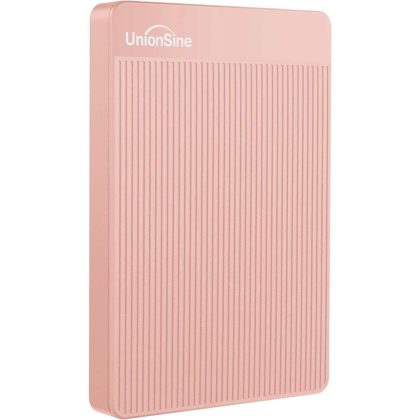 UnionSine Ultra-Slim External HDD Portable Hard Disk 500GB 2.5 Inch USB 3.0 Compatible for PC/Mac/PS4/Xbox (Pink) HD2510