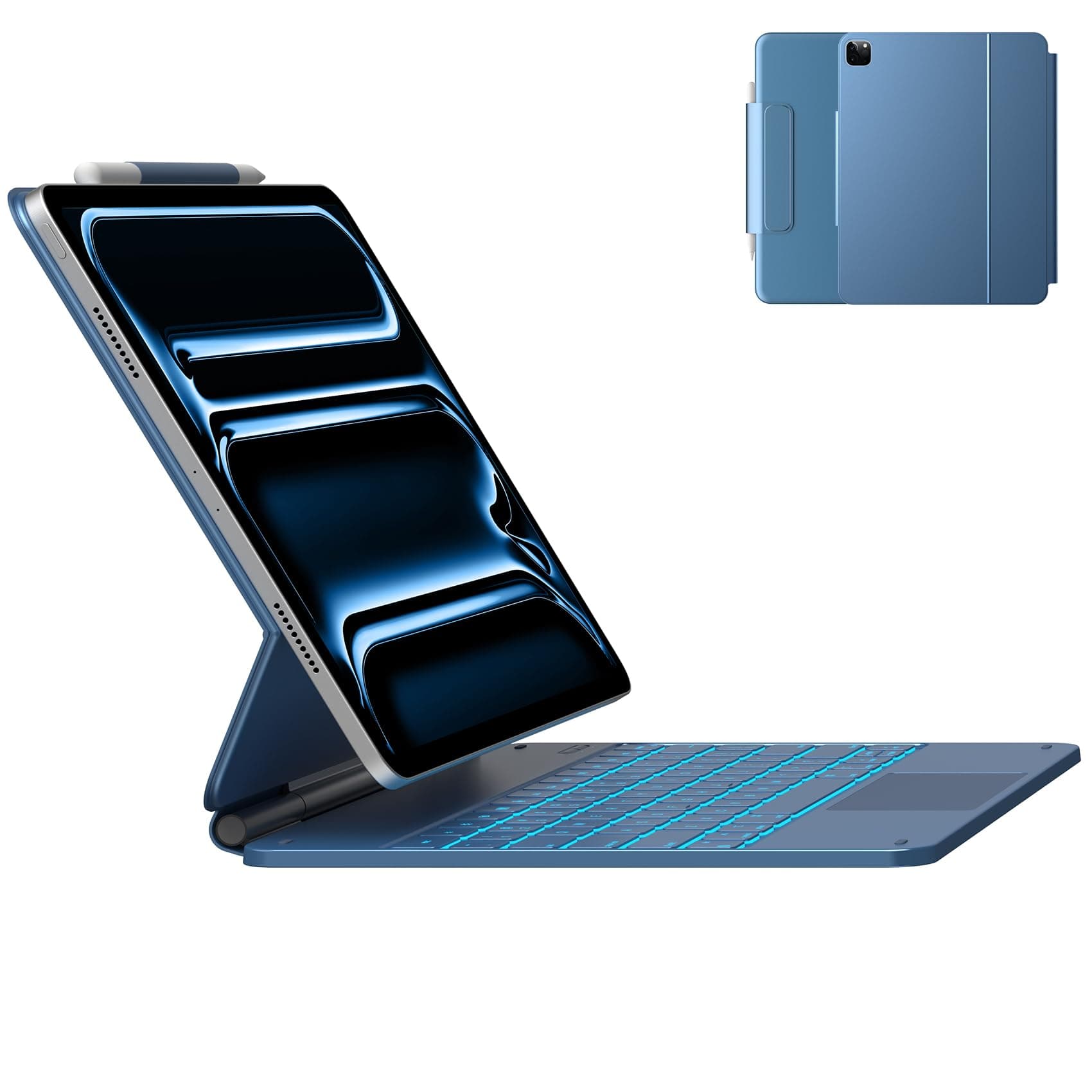 typecase Keyboard Case for iPad Pro 13-inch (M5 2025 / M4 2024), Magic Keyboard with 11 Colors Backlight, Keyboard Case with Pencil Holder, Multi-Touch Trackpad,Easy-Set Magnetic Stand, Pacific Blue