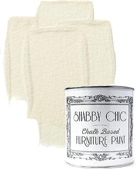 Shabby Chic Chalk Furniture Paint: Luxurious Chalk Finish Craft Paint for Home Decor, DIY, Wood Cabinets - All-in-One Paints with Rustic Matte Finish [Antique White] - (8.5 oz Covers 32 sf)