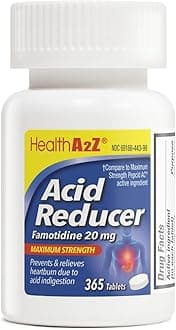 HealthA2Z® Acid Reducer | Famotidine 20mg | Maximum Strength | Relief from Heart Burn Due to Acid Indigestion (365 Tablets (Pack of 1))