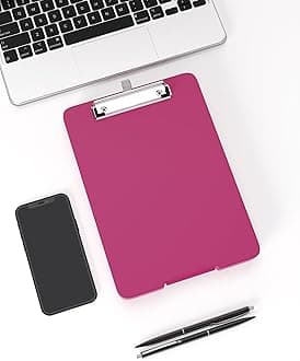 A5 Clipboard with Storage, 6 x 9'' Nursing Clipboards Foldable Storage, Plastic Clipboards Foldable, Office Supplies, School Supplies, Menu clipboards for Work, Red