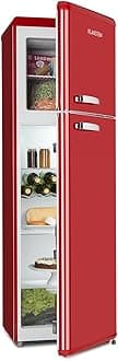 KLARSTEIN Audrey Retro - Retro Refrigerator-Freezer Combination, Fridge Freezer, Fridge and Freezer, Refrigerator, 194 L Refrigerator, 56 L Freezer, Economical and Environmentally Friendly, Red