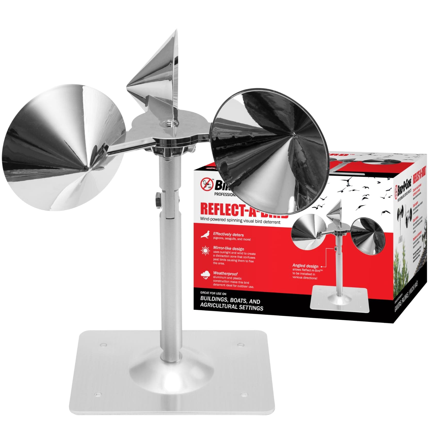 Reflect-A-Bird Wind Spinner, Bird Deterrent Devices Outdoor to Scare Birds Away, Pigeon Deterrent to Keep Birds Away, Bird Reflector Woodpecker Deterrent for House, Bird Scare Devices