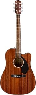 Fender Electric Acoustic Guitar CD-60SCE All Mahogany, Natural with Soft Case Included Dreadnought