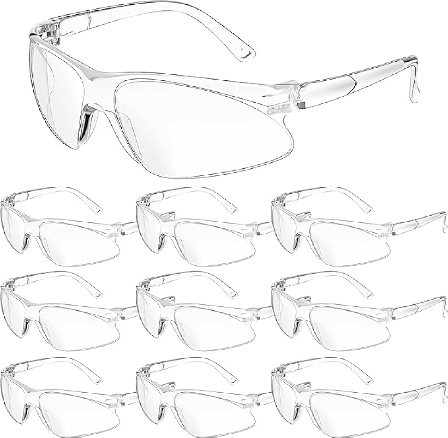 12 Pair Bulk Protective Safety Glasses Clear Lens Splash Proof Eye Protection Goggles Scratch and Impact Resistant Eyewear for Women Men Work Construction Science Lab Shooting