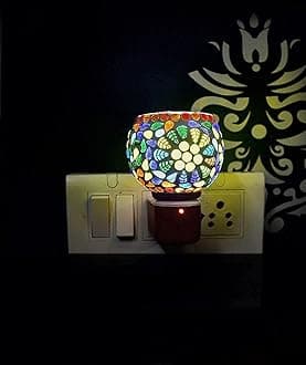 Electric Ceramic Kapoor Dani Stand Kapur Incense Burner Aroma Oil Diffuser Cum Night Lamp with Switch for Home Gift - Design 1