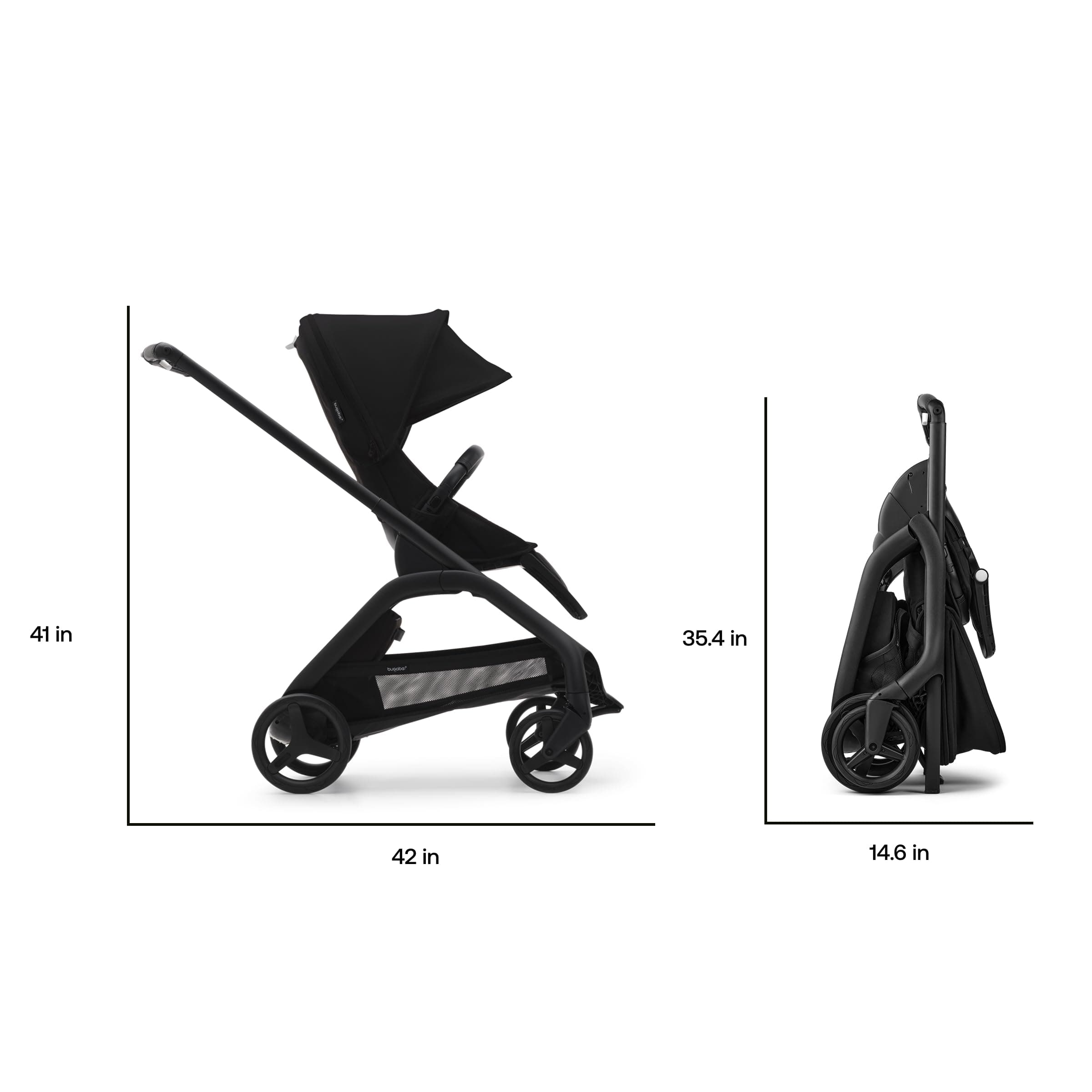 Bugaboo Dragonfly City Stroller, Lightweight Compact Baby Stroller with One Hand Easy Fold in Any Position, Full Suspension, XL Underseat Basket, Black Chassis, Dark Cherry Canopy