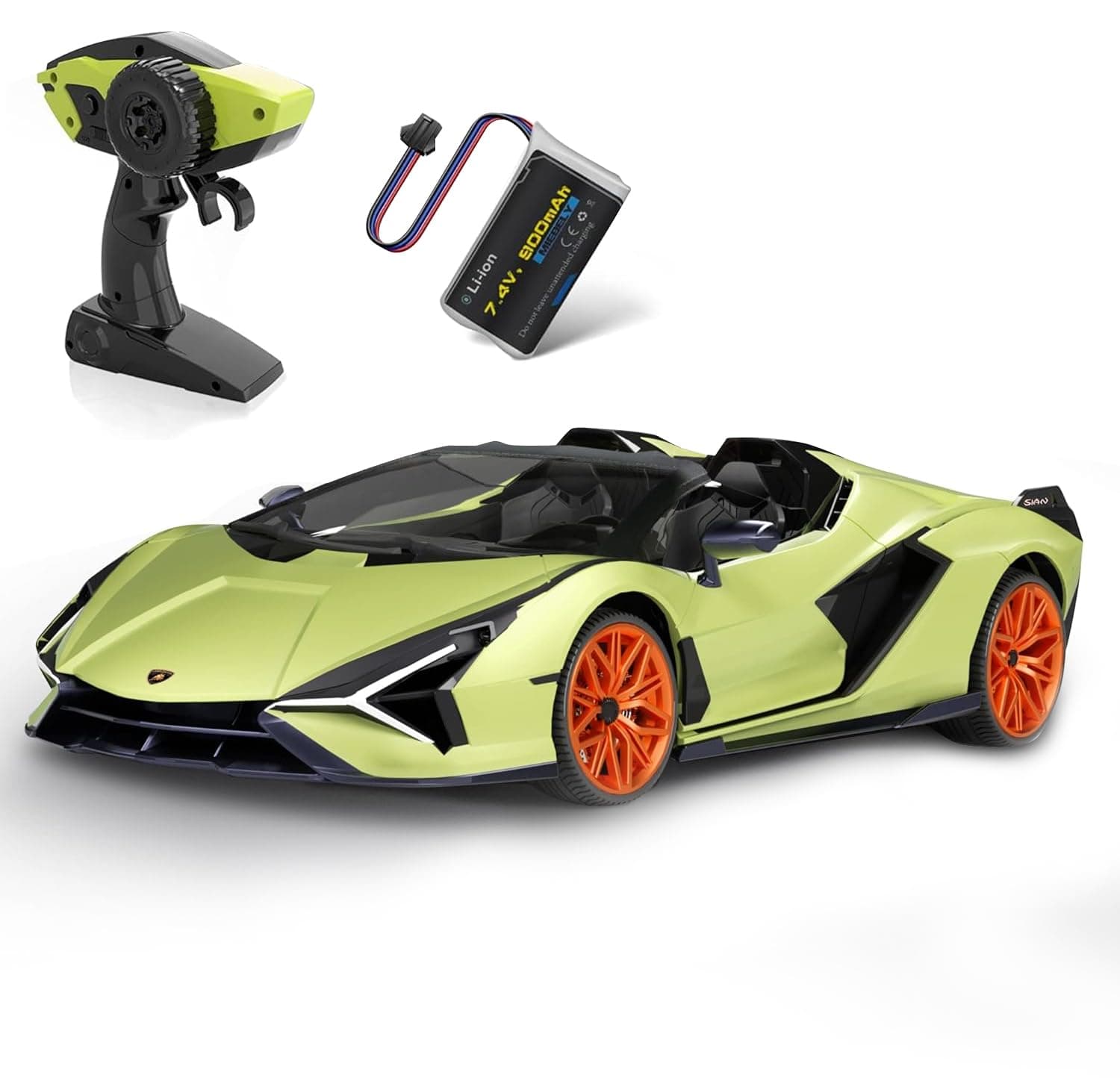 Lamborghini Remote Control Car, 1:12 Scale Lambo Rc Cars 7.4V 900mAh Officially Licensed 12Km/h Fast Toy Car with Led Light 2.4Ghz Model Car for Adults Boys Girls Birthday Ideas Gift - Green