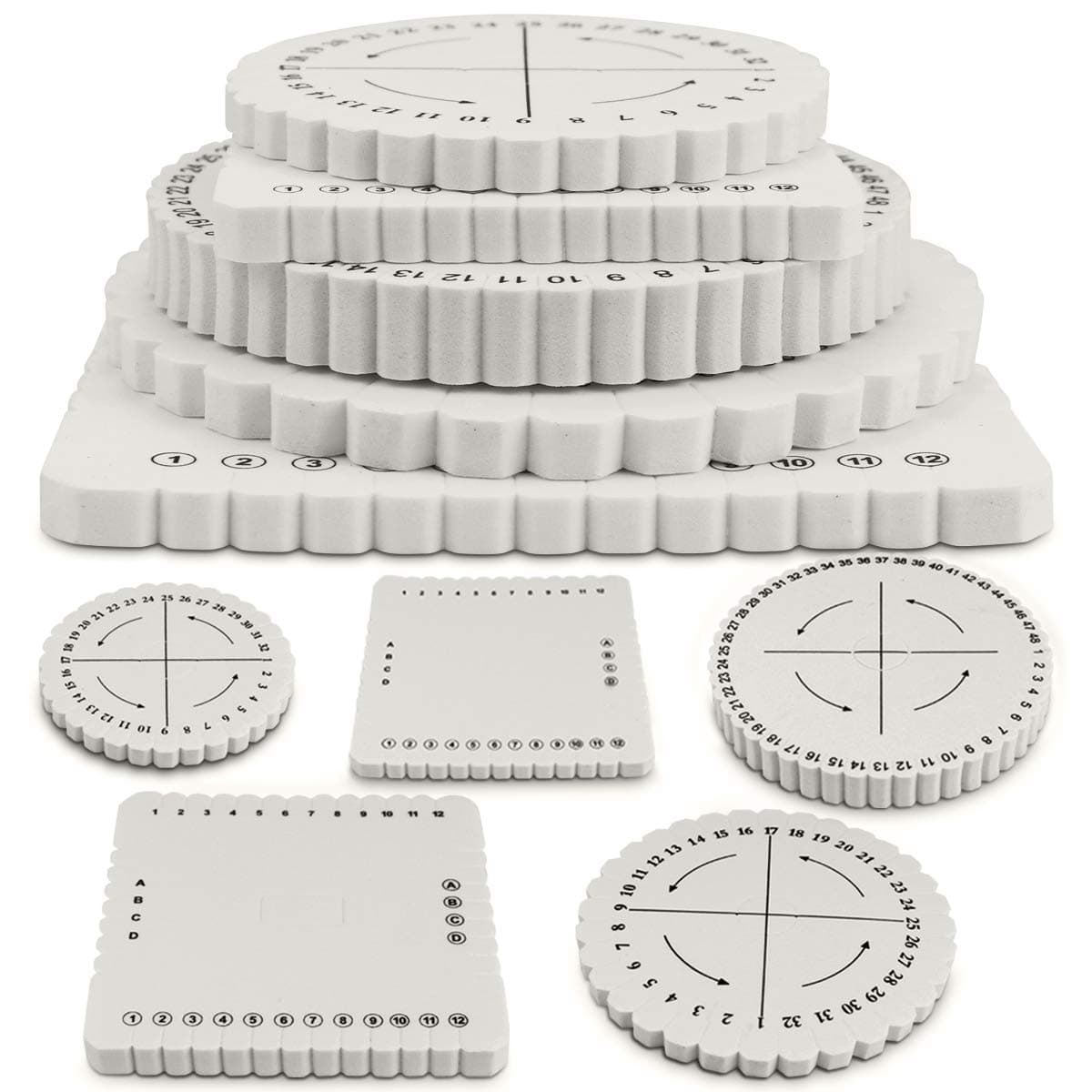 BILLIOTEAM5-Piece Braiding Loom Kit - Round/Square Disk (White)