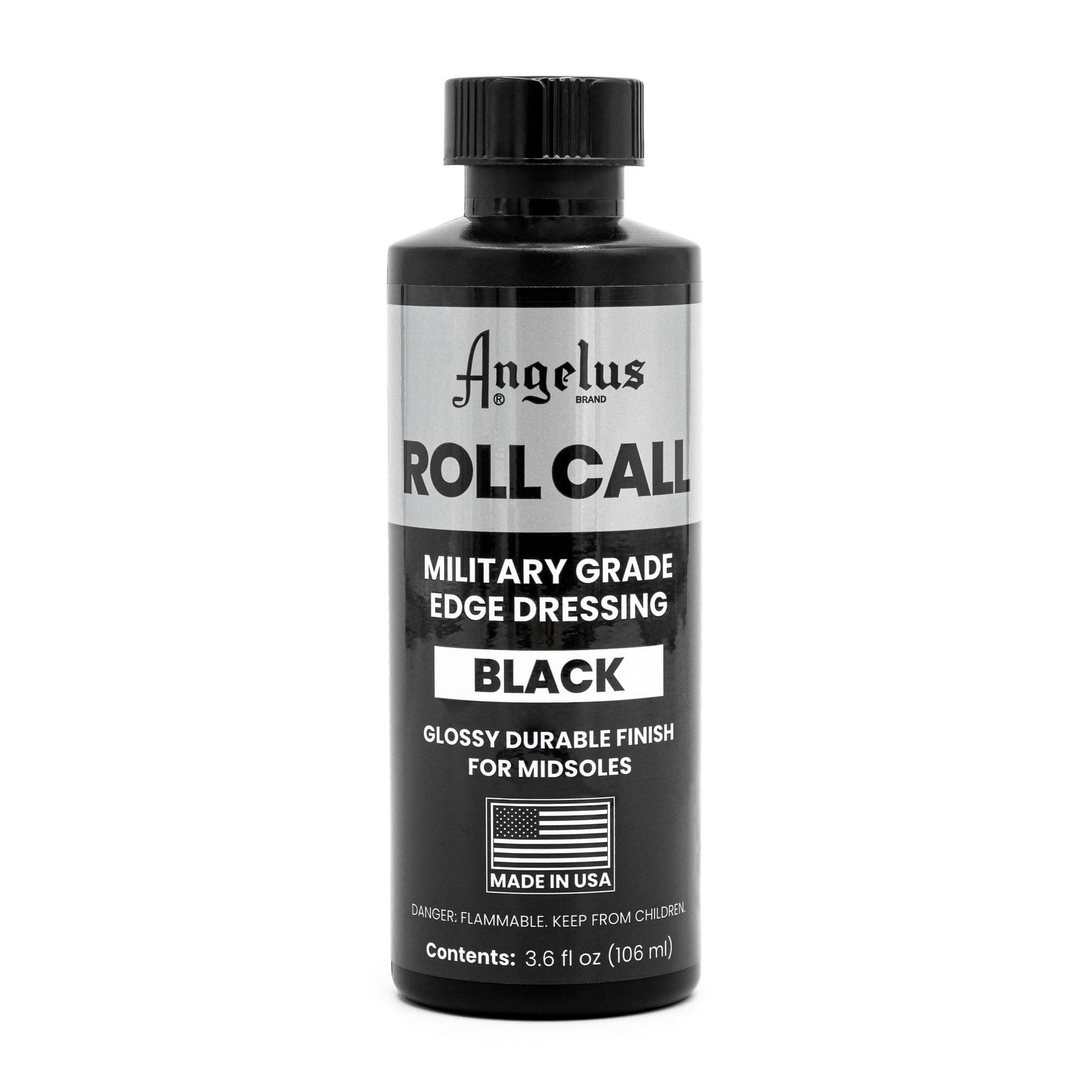 Roll Call Military Grade Edge Dressing – 3.6 Oz Black High-Gloss Finish for Leather Shoe Soles – Professional Shoe Care Polish