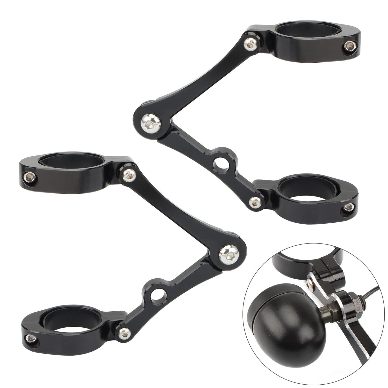 Universal Motorcycle Headlight Bracket 45-49mm Fork Brackets Mount Tube Clamp CNC Black for Harley Indian Victory Honda Yamaha Kawasaki Suzuki Ducati Cafe Racer Chopper Bobber