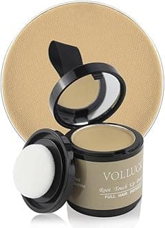 VOLLUCK Root Touch up Powder, Instant Hairline Powder for Thinning Areas and Gray Hair Coverage, Natural and Non-greasy Root Cover up for Women and Men (Medium Blonde, 0.35 Ounce)