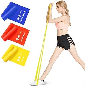 Natural Rubber Resistance Bands For Toning. Strength Training, Stretching, Physical Therapy, Pilates, Yoga Exercises Home Fitness Workouts For Men/Women (20Lbs - 6Ft - Red Band)