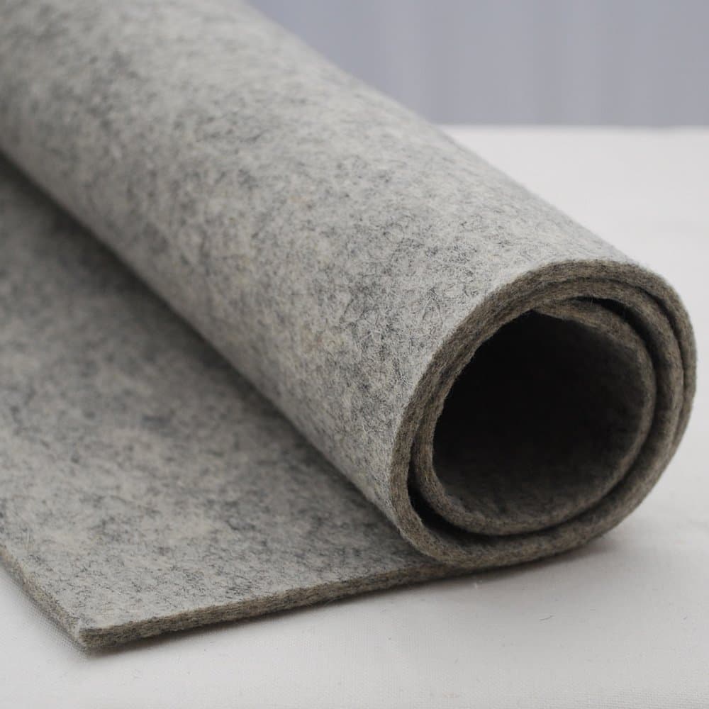 100% Wool Felt Fabric - 3mm Thick - 90cm Wide x 0.5 Metre Long (Mottled Light Grey)