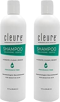Cleure Hypoallergenic Volumizing Shampoo for Sensitive Skin - Fragrance Free, SLS Free & Paraben Free (12 oz, Pack of 2)