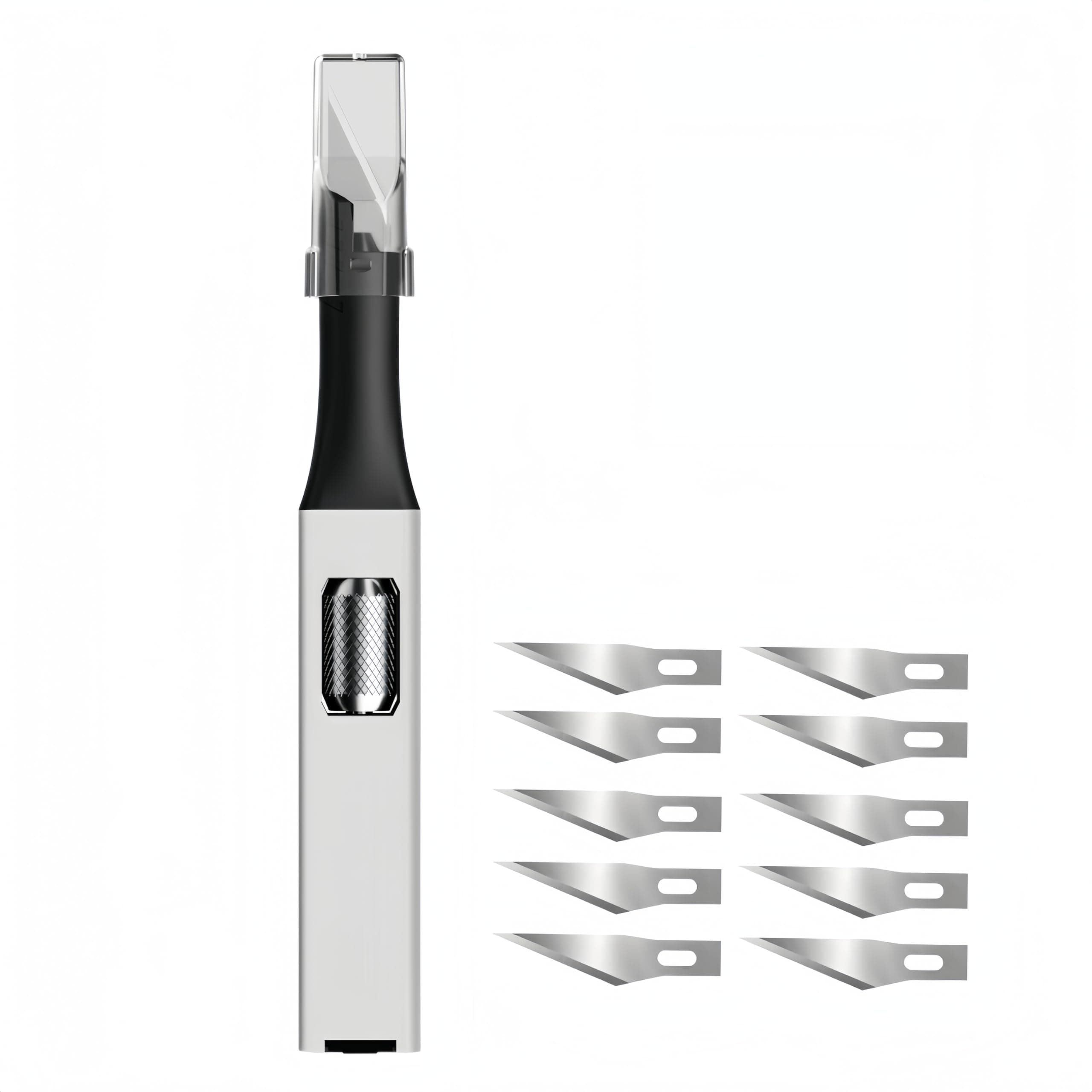 Precision Craft Cutter with 10 Spare Replacement Accessory Aluminum Handle Light Utility Tool for Art Set Crafts Card PCB Repair Modeling Paper Foam Felt Vinyl Leather Clay