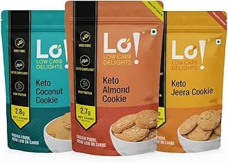 Lo! Foods - Keto Cookies Combo (400g), Sugar Free Biscuit, Low Carb Keto, Diet snacks Healthy Eating, Chocolate, Coconut, Almond & Jeera Khari Biscuit, Zero Added Sugar - (100g x Pack of 4), MEDIUM
